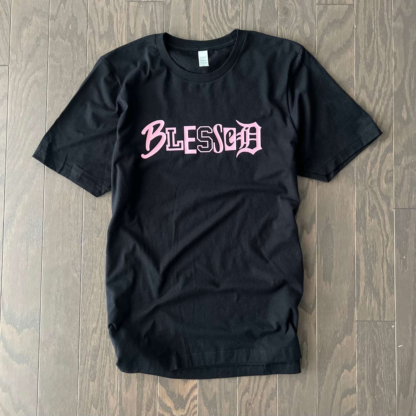 BLACK/PINK ‘BLESSED’ TEE (UNISEX)