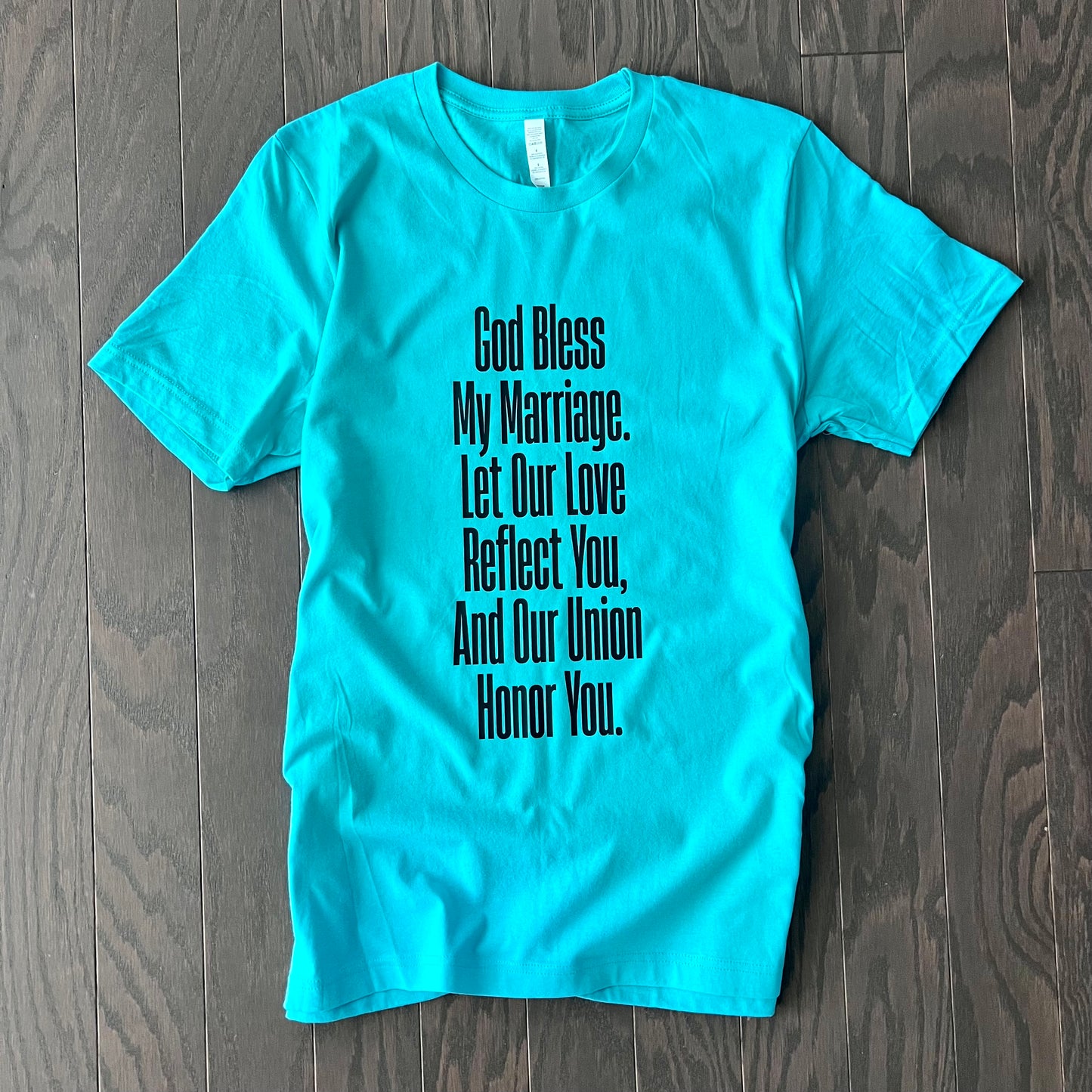 BRAND AVE. COLLAB: TEAL/BLACK/ ‘BLESS MY MARRIAGE’ TEE (UNISEX)