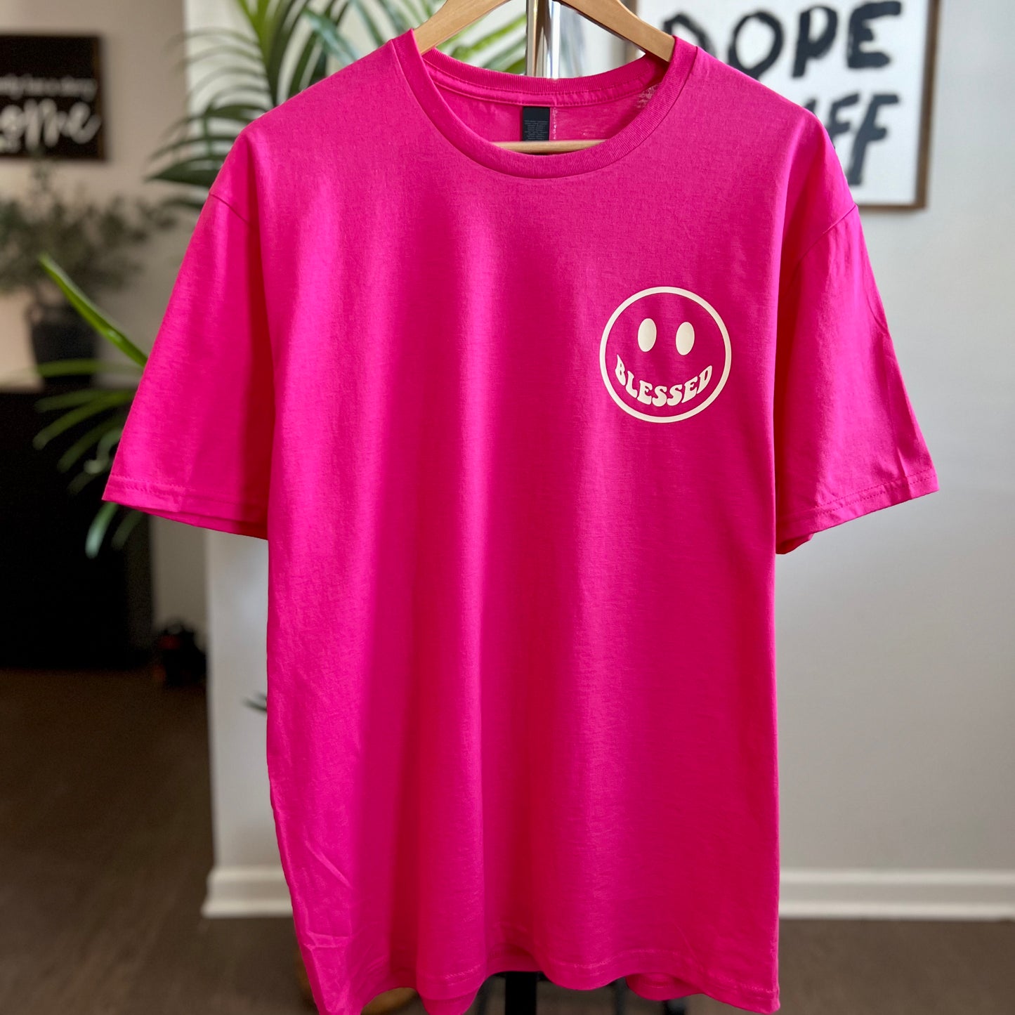 HOT PINK/CREAM ‘BLESSED’ TEE