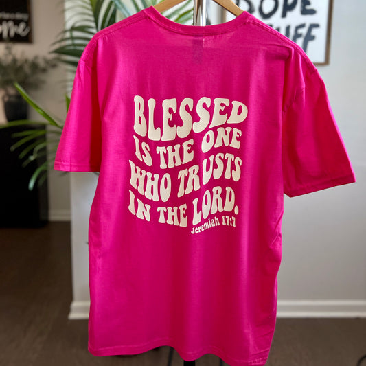 HOT PINK/CREAM ‘BLESSED’ TEE